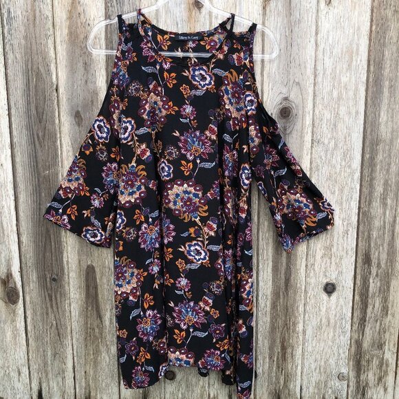 Tiffany and Grey Cold Shoulder Floral Dress Medium - Picture 1 of 5